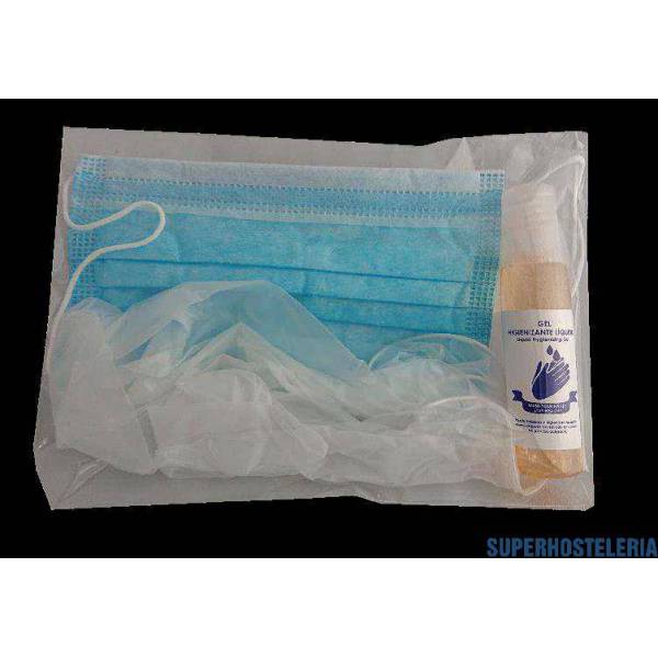  50 Kits Anti Covid-19 con gel hidroalcohólico 35 ml celofán 2