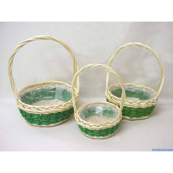 Juego 3 Cestas Redondas Verde Natural Juego 3 Cestas Redondas Verde Natural suministros hosteleros